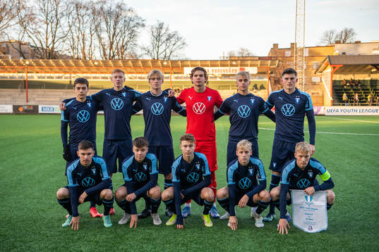  Ajdin Avdic, Hugo Larsson, Pontus Strömberg, goalkeeper Melker Ellborg, Ludvig Nicklasson and Lorik Konjuhi. Bottom left: Isak Bjerkebo, August Karlin, Hugo Bolin, Emil Lindman and Melker Widell of Malmö FF. 