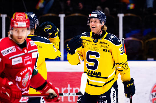 Södertäljes Brett Pollock jublar