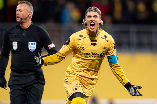 Ulrik Saltnes of Bodø/Glimt celebrates scoring 2-0