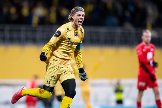 Ulrik Saltnes of Bodø/Glimt celebrates scoring 2-0
