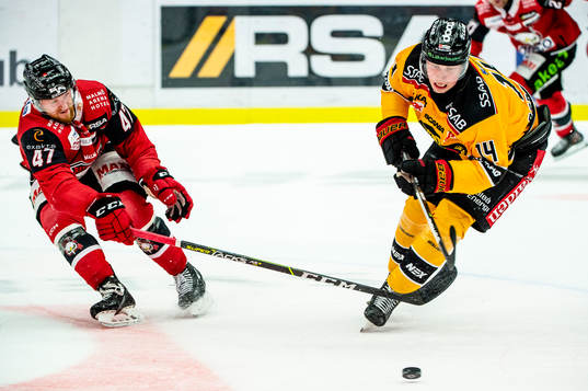 Luleås Jonas Berglund mot Malmö Redhawks Joakim Ryan