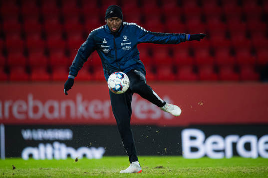 Ibrahima Kone of Sarpsborg 08 warms up