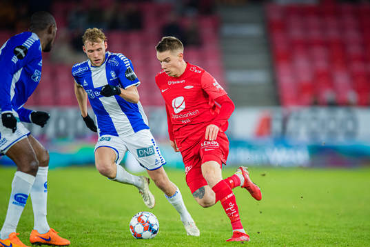 Jonathan Lindseth of Sarpsborg 08 and Robert Thomas Taylor of Brann