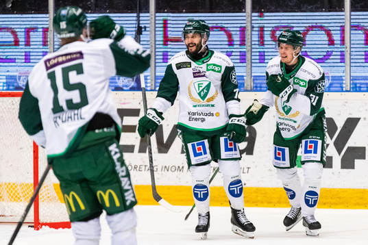 Färjestads Jesse Virtanen jublar