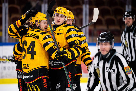 Skellefteås Linus Karlsson jublar med lagkamrater