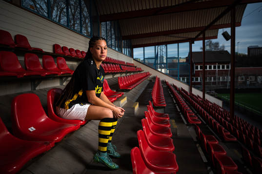 s nyförvärv Chinyelu Asher under en fotografering med AIK den 18 januari 2022 i Stockholm. 