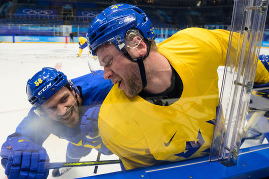 Anton Lander and Christian Folin of the Swedish national