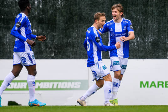 Mikkel Maigaard of Sarpsborg 08 celebrates after scoring 0-1