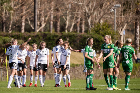 Players of Rosenborg celebrate the 0-2 goal