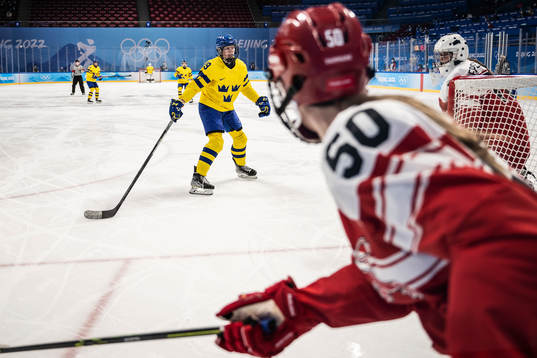 Sara Hjalmarsson of Sweden in the women's ice hockey game