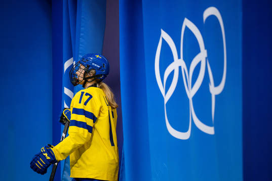 Sofie Lundin of Sweden in the women's ice hockey game