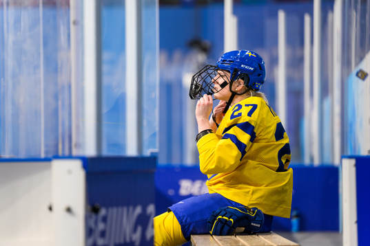 Emma Nordin of Sweden in an ice hockey quarter final game