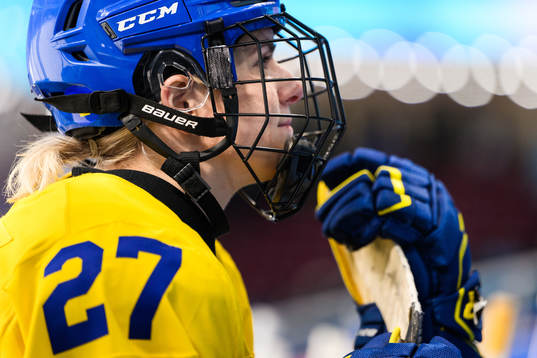 Emma Nordin of Sweden in an ice hockey quarter final game