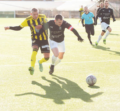 IFK Hässleholms Olle Kjellman Olblad i träningsmatchen mellan Sölvesborg och IFK Hässleholm i Sölvesborg 19 februari 2022.
