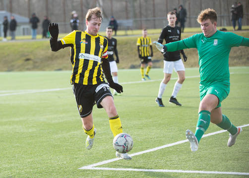 IFK Hässleholms Robin Strömberg i träningsmatchen mellan Sölvesborg och IFK Hässleholm i Sölvesborg 19 februari 2022.
