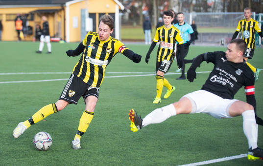 IFK Hässleholms Robin Strömberg i träningsmatchen mellan Sölvesborg och IFK Hässleholm i Sölvesborg 19 februari 2022.
