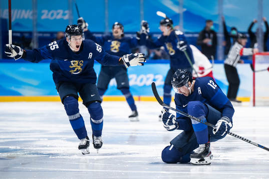 Atte Ohtamaa and Marko Anttila of Finland celebrate