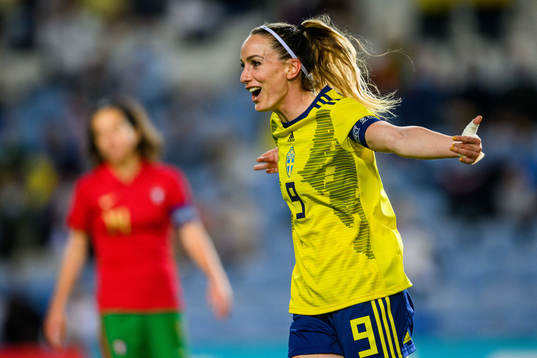 Kosovare Asllani of Sweden celebrates after scoring 3-0