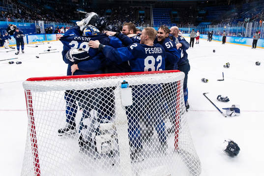 goaltender Harri Säteri, Marko Anttila, Harri Pesonen and