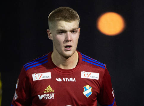 Östers Dennis Svernfors  i träningsmatchen mellan IFK Hässleholm och Östers IF i Hässleholm 24 februari 2022.
