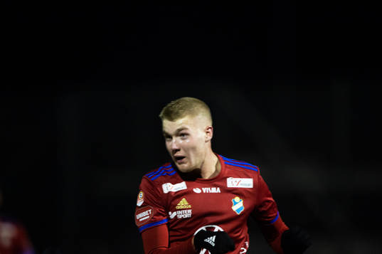 Östers Dennis Svernfors i träningsmatchen mellan IFK Hässleholm och Östers IF i Hässleholm 24 februari 2022.
