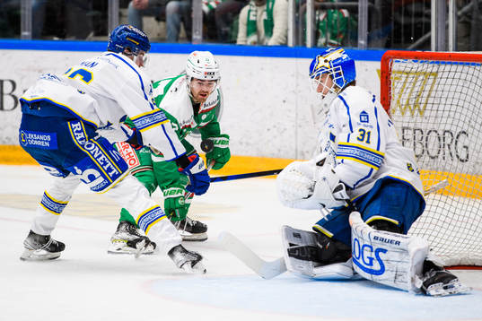 Rögles Philip Granath och Leksands målvakt Kasimir