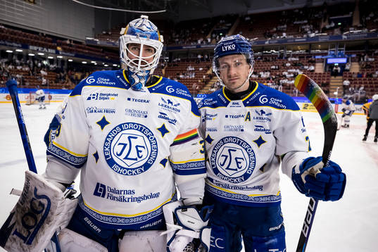 Leksands målvakt Axel Brage och Leksands Patrik Norén