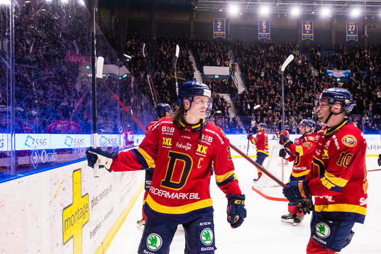 Djurgårdens Marcus Sörensen och Niclas Bergfors jublar
