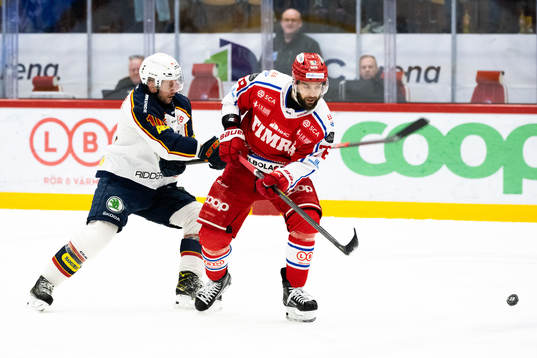 Djurgårdens Niclas Bergfors och Timrås Robin Hanzl