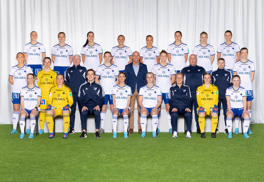  Thilde Alvberger, Selma Berggren, Selma Cajlakovic, Molly Wiklander, Jennie Egeriis, Irma Cajlakovic, Selma Nyström, Mimmi Asperot. Mittenledet från vänster: Clara Flenhagen, Cornelia Baldi Sundelius, Lennart Jonsson Materialförvaltare, Emelie Johansson, Tor-Arne Fredheim Manager, Taylor Townsend, Tobbe Hallberg Massör, Elias Melkersson Målvaktstränare, Ebba Handfast. Sittande från vänster: Sabina Ravnell, Sofia Hjern, Johan Lindell Tränare, My Cato, Lovisa Gustafsson, Christin Lilja Tränare, Tyra Berggården, Ebba Sjögren.