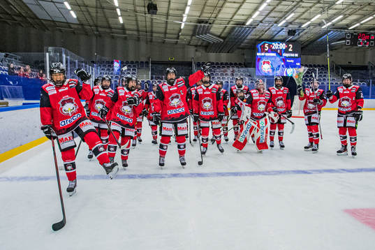 Malmö Redhawks spelare jublar