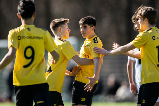 Elfsborgs Adel Sovsic och Dion Rujkovci jublar