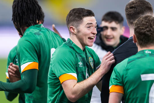 Conor Coventry of Ireland celebrates with team mates