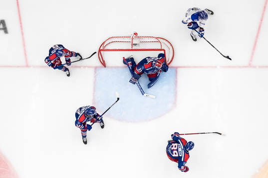 Leksands Calle Själin och målvakt Tim Juel och Fredrik