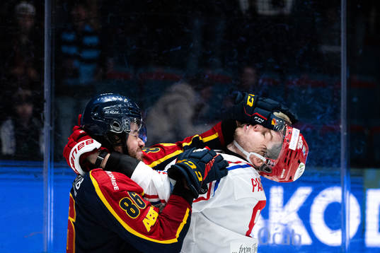 Djurgårdens Eric Gelinas i bråk med Timrås Ziyat Paigin