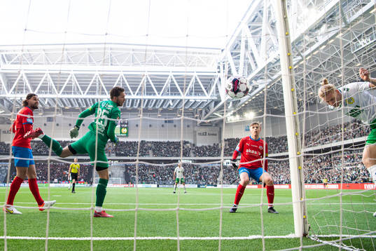 Hammarbys Gustav Ludwigson gör 1-0 bakom Helsingborgs