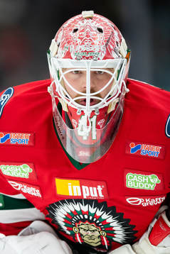 Frölundas målvakt Niklas Rubin innan kvartsfinal tre i