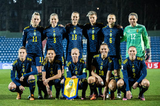  Stina Blackstenius, Linda Sembrant, Amanda Ilestedt, Lina Hurtig, Magdalena Eriksson, goalkeeper Jennifer Falk, Filippa Angeldahl, Johanna Rytting Kaneryd, Caroline Seger, Fridolina Rolfö and Jonna Andersson. 
