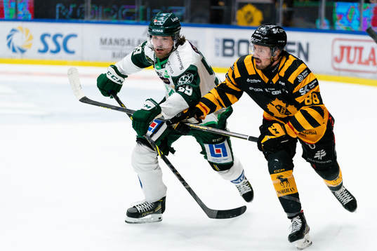 Färjestads Linus Johansson och Skellefteås Jayce Hawryluk