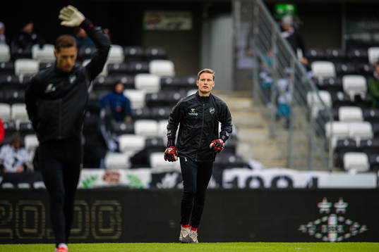 Sondre Løvseth Rossbach of Odd warms up ahead of the Eliteserien match between Rosenborg and Odd on April 10, 2022 in Trondheim.