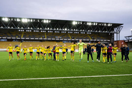 Sveriges spelare jublar och tackar publiken