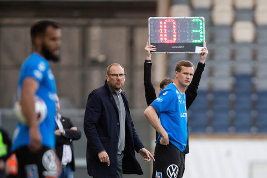Halmstads tränare Magnus Haglund och Alexander Berntsson
