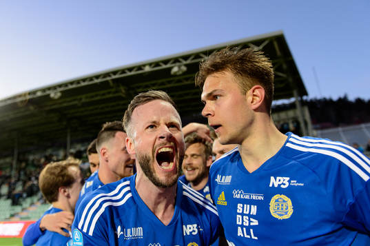 Sundsvalls Robert Lundström och Anton Eriksson jublar