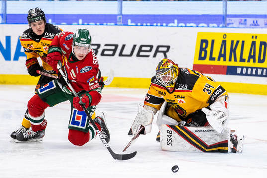 Frölundas Elmer Söderblom och Luleås målvakt Joel