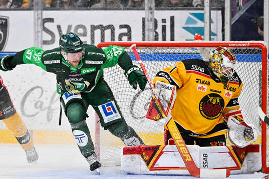 Färjestads Adam Ginning och Luleås målvakt Jesper