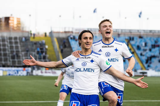 IFK Norrköpings Jonathan Levi och Jacob Ortmark jublar