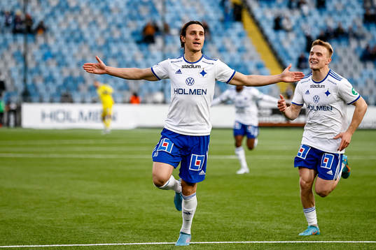 IFK Norrköpings Jonathan Levi och Jacob Ortmark jublar