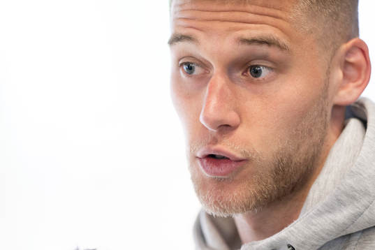 Malmö FFs Felix Beijmo  i mixade zonen