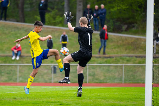 Sveriges Alexandru Ghita och Islands målvakt Ivar Arnbro Thorhallsson