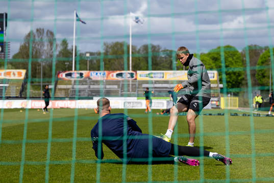 Halmstads målvaktstränare Dennis Nilsson före